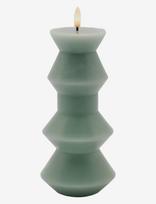Sirius Home - Nordisk Skulptur, Sille Geometri Ø9X20,5 Cm, Sandy Green - LED žvakė - Žalia