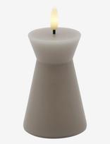 Sirius Home - Nordisk Skulptur, Sille Kegle Ø6,5X10 Cm, Warm Gray - LED žvakė - Pilka