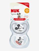 NUK - Space Pacifier Mickey Grey/White, Size 0-6 Months - Čiulptukas - Pilka