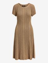 Lauren Ralph Lauren - Cable & Rib-Knit Short-Sleeve Dress - Iki kelių ir midi suknelės - Ruda