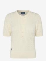 Polo Ralph Lauren - Mini-Cable Short-Sleeve Henley Sweater - Marškinėliai trumpomis rankovėmis - Kreminė spalva