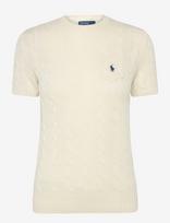 Polo Ralph Lauren - Cable Wool-Cashmere Short-Sleeve Sweater - Marškinėliai trumpomis rankovėmis - Kreminė spalva