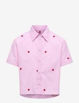 Kids Only - Kognew Lina Ss Stripe Emb Shirt Wvn - Marškiniai trumpomis rankovėmis - Rožinė