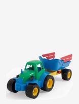 Dantoy - Classic Recycled Tractor W/ Trailer, Plastic Wheel - Traktoriai - Mėlyna