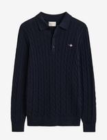Gant - Classic Cable Knit Sweater - Polo marškinėliai ilgomis rankovėmis - Tamsiai mėlyna