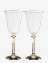 Anna + Nina - Lily Optic Wine Glass Set Of 2 - Baltojo vyno taurės - Smėlio