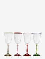 Anna + Nina - Toasts & Tales Optic Wine Glass Set Of 4 - Raudonojo vyno taurės - Marga / raštuota