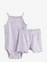 Lindex - Set With Bodysuit And Cycling Shorts - Bodžių rinkinys - Violetinė