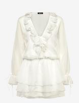 Gina Tricot - Long Sleeve Frill Mini Dress - Trumpa suknelė - Balta