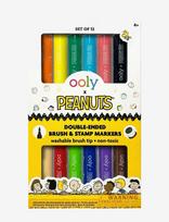Ooly - Brush Markers With Stamp 6 Pcs - Peanuts - Pieštukai - Balta