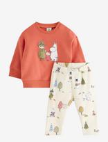 Lindex - Moomin Set - Marškinėlių rinkinys ilgomis rankovėmis - Koralinė spalva