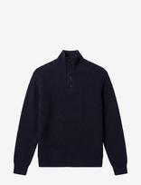Calvin Klein - Ls Ctn Wool Pnl Stitch Pullover - Megztinis su užtrauktuku - Tamsiai mėlyna