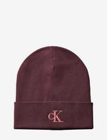 Calvin Klein - Ck Fine Rib Beanie - Kepurė - Burgundiška splava
