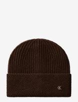 Calvin Klein - Ck Metal Wool Slanted Rib Beanie - Kepurė - Ruda