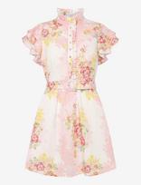 By Ti Mo - Linen Ruffle Dress - Trumpa suknelė - Rožinė
