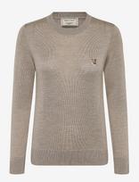 Maison Kitsune - Merinos R-Neck Pullover Fox Head Patch - Megztinis - Smėlio