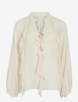 Vila - Vitiro V-Neck L/S Flounce Top/Bfs - Marškinėliai ilgomis rankovėmis - Kreminė spalva