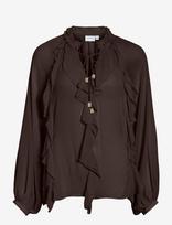 Vila - Vitiro V-Neck L/S Flounce Top/Bfs - Marškinėliai ilgomis rankovėmis - Ruda