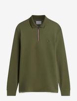 Tommy Hilfiger - L/S Liquid Cotton Zip Reg - Polo marškinėliai ilgomis rankovėmis - Chaki spalva
