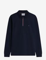 Tommy Hilfiger - L/S Liquid Cotton Zip Reg - Polo marškinėliai ilgomis rankovėmis - Tamsiai mėlyna