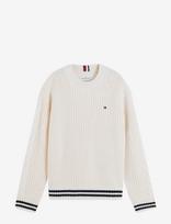 Tommy Hilfiger - Placed Sleeve Cable Sweater - Megztinis - Kreminė spalva