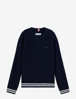 Tommy Hilfiger - Placed Sleeve Cable Sweater - Megztinis - Tamsiai mėlyna