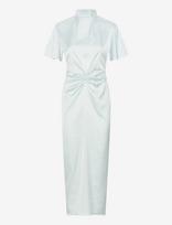 ROTATE - Midi Dress Gathered Cf - Iki kelių ir midi suknelės - Mėlyna
