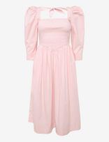 GANNI - Cotton Poplin Open Neck Smock Dress - Vasarinė suknelė - Rožinė