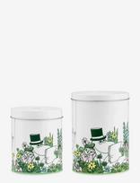 Muurla - Moomin Round Tin Jars In The Garden 11Cm And 15Cm, Set Of 2 - Maisto laikymo dėžutė - Balta