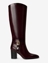 Lauren Ralph Lauren - Raelynn Glazed Leather Tall Boot Heel - Ilgaauliai batai - Burgundiška splava