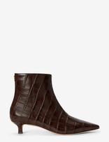 Lauren Ralph Lauren - Francesca Croc-Embossed Leather Bootie - Aulinukai - Ruda