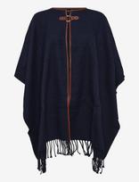 Lauren Ralph Lauren - Buckle-Trim Herringbone Ruana - Pončas - Tamsiai mėlyna