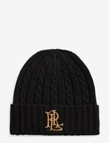 Lauren Ralph Lauren - Embroidered-Logo Cable-Knit Beanie - Kepurė - Juoda