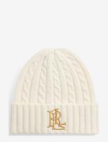 Lauren Ralph Lauren - Embroidered-Logo Cable-Knit Beanie - Kepurė - Kreminė spalva