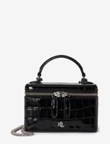 Lauren Ralph Lauren - Croc-Embossed Small Hallee Crossbody Bag - Rankinė per petį - Juoda