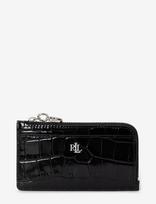 Lauren Ralph Lauren - Croc-Embossed Leather L-Zip Card Case - Kortelių dėklas - Juoda
