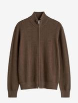 Gant - Herringbone Texture Zip Cardigan - Megztinis su užtrauktuku - Ruda