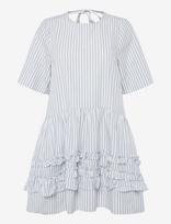 Ganni - Pinstripe Cotton Mini Dress - Trumpa suknelė - Balta
