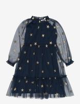 The New - Tnyudelle Mesh L_S Dress - Proginė suknelė - Tamsiai mėlyna