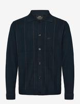 Mads Nørgaard - Classy Brando Polo Ls Knit - Marškinėliai ilgomis rankovėmis - Tamsiai mėlyna