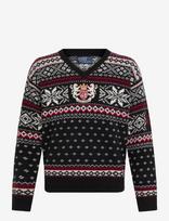 Polo Ralph Lauren - Embroidered Wool Sweater - V formos iškirptės megztinis - Marga / raštuota