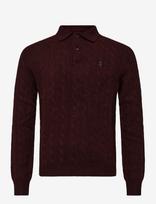 Polo Ralph Lauren - Cable-Knit Wool-Cashmere Sweater - Polo marškinėliai ilgomis rankovėmis - Burgundiška splava