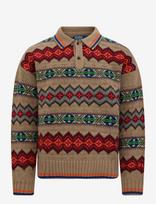 Polo Ralph Lauren - Fair Isle Wool-Blend Polo-Collar Sweater - Polo marškinėliai ilgomis rankovėmis - Smėlio