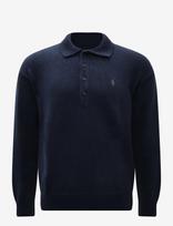 Polo Ralph Lauren - Relaxed Fit Cable Cotton Polo Sweater - Polo marškinėliai ilgomis rankovėmis - Tamsiai mėlyna