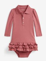 Ralph Lauren Baby - Ruffled Soft Cotton Polo Dress & Bloomer - Suknelė kūdikiui ilgomis rankovėmis - Rožinė