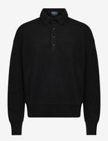 Polo Ralph Lauren - Relaxed Fit Ribbed Polo Pullover - Polo marškinėliai ilgomis rankovėmis - Juoda