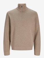 Jack & Jones - Jprblamilano Stitch Knit Half Zip Sn - Megztinis su užtrauktuku - Smėlio