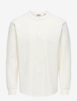 ONLY & SONS - Onseddy Herringbone Ls  Henley Tee - Marškinėliai ilgomis rankovėmis - Kreminė spalva