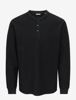 ONLY & SONS - Onseddy Herringbone Ls  Henley Tee - Marškinėliai ilgomis rankovėmis - Juoda