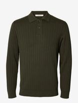 Selected - Slmtorino Ls Knit Rib Polo Noos - Marškinėliai ilgomis rankovėmis - Žalia